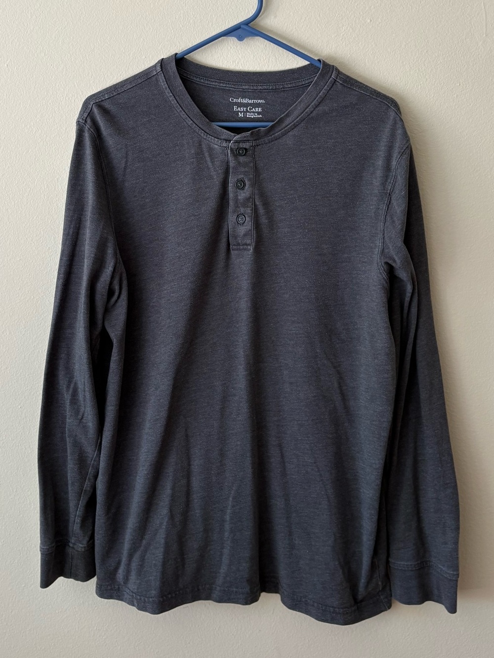 croft & barrow Charcoal Henley Shirt with Button Placket